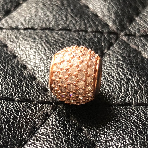 Pandora charm rose gold and clear CZ - Picture 1 of 2